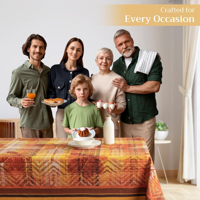 Maison d' Hermine Table Cloth Square Table 100% Cotton 60 x 60 Inches Fall Tablecloth Reusable Everyday Use for Thanksgiving Christmas Decorations Dining Farmhouse Party (Thanksgiving Tartan)