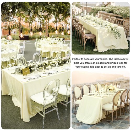 JALANCY 4 Pack Rectangle Tablecloth for 6 Foot Tables Washable Polyester Table Cover for Wedding Dining Table Parties Banquet（60x102 Beige）
