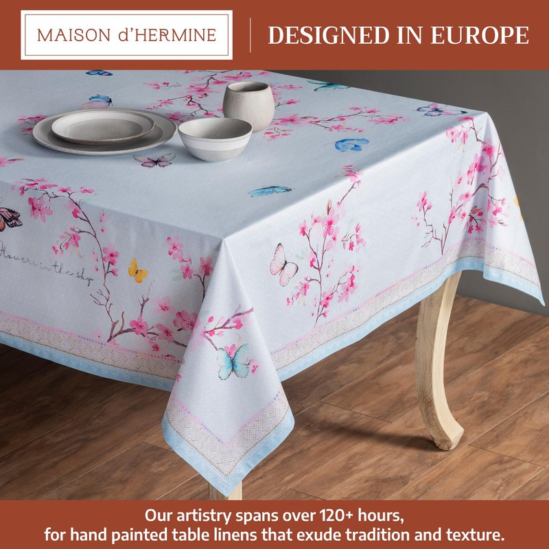 Maison d' Hermine Table Cloth Rectangle Table 100% Cotton 70 x 108 Inches Tablecloth Reusable Decorative for Dining Kitchen Room Farmhouse Home Gifts for Mothers day Spring Summer - Blossoms in Spring
