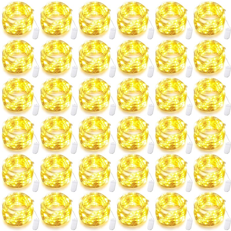 Riakrum 50 Pack 10 ft 30 LED Fairy Lights Battery Operated, Christmas Tiny String Lights Bulk Starry Light Waterproof for Mason Jars Wedding Party Christmas Centerpiece Table Decor, Warm White