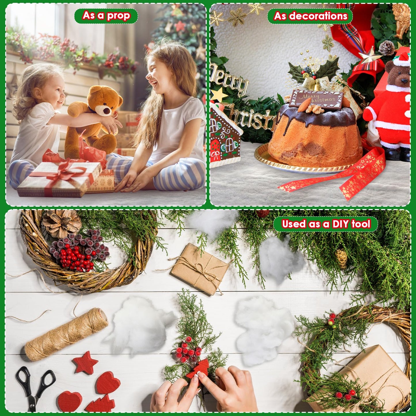 Newwiee 10 Packs Large Christmas Snow Blanket Roll 15 Inch x 10 ft Artificial Fake Snow Thick Soft Fluffy Fake Snow for Home Xmas Winter Decorations Holiday Displays Under the Christmas Tree
