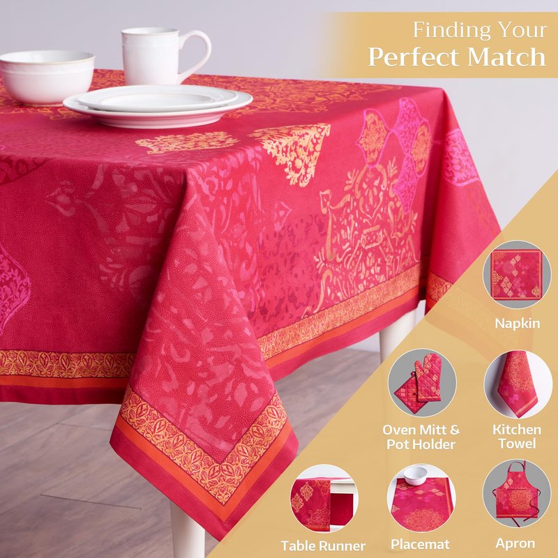 Maison d' Hermine Table Cloth Square Table 100% Cotton 54 x 54 Inches Fall Tablecloth Reusable Everyday Use for Thanksgiving Christmas Decorations Dining Farmhouse Party (Versailles)