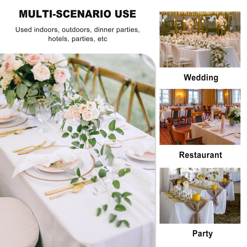 sancua 6 Pack White Tablecloth 90 x 156 Inch - Rectangle Table Cloth for 8 Feet Tables Stain and Wrinkle Resistant Washable Polyester Table Cover for Dining Wedding Banquet Party Buffet Restaurant