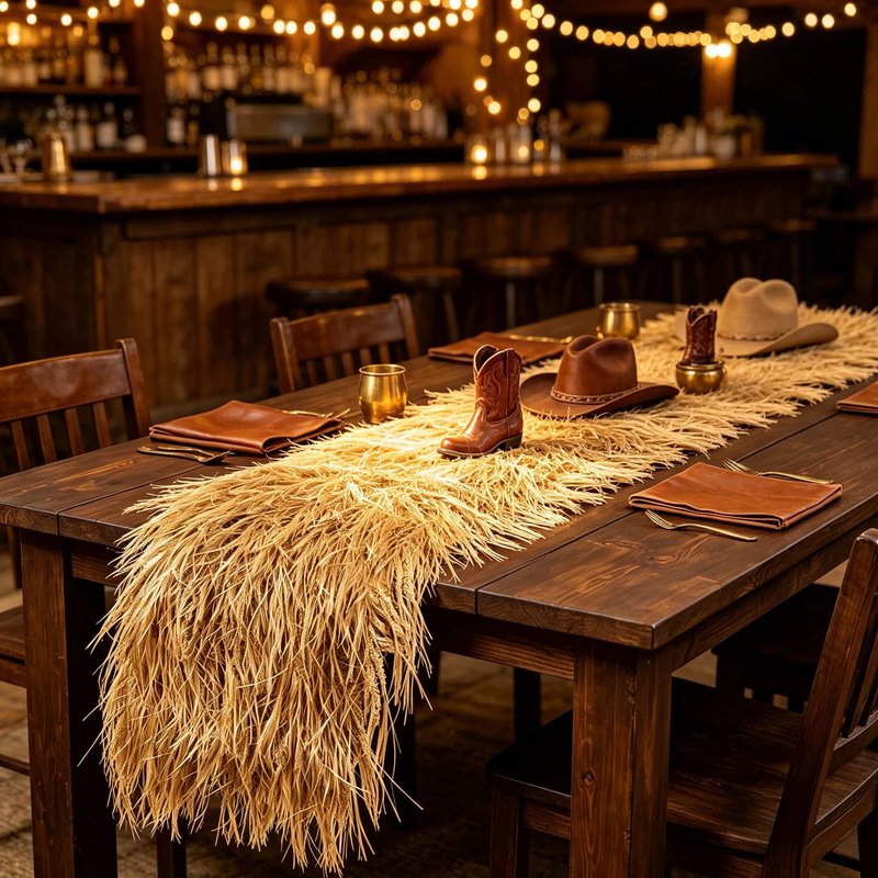 XLX TURF Fake Thatch Hay Table Runner 144 Inches Tiki Bar Western Cowboy Hawaiian Party Decorations - Realistic Artificial Straw Grass for Farm Wild One Birthday Table Centerpieces, DIY Crafts