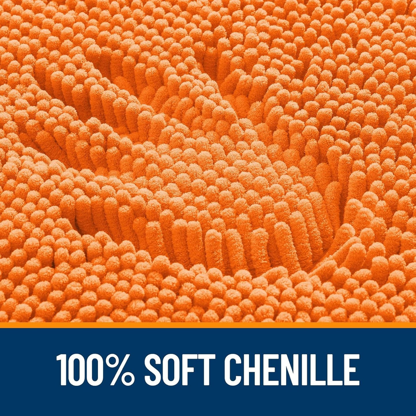 OLANLY Small Bathroom Rugs - Extra Soft Chenille Bath Mats | Quick Dry, Machine Washable, 24x16, Orange