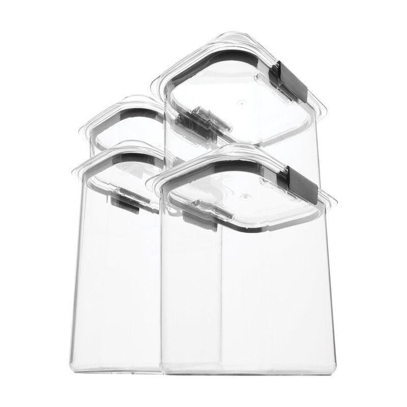 Rubbermaid Brilliance Pantry Food Storage Containers, Set of 4 (8 Pieces), BPA-Free, Clear, Airtight