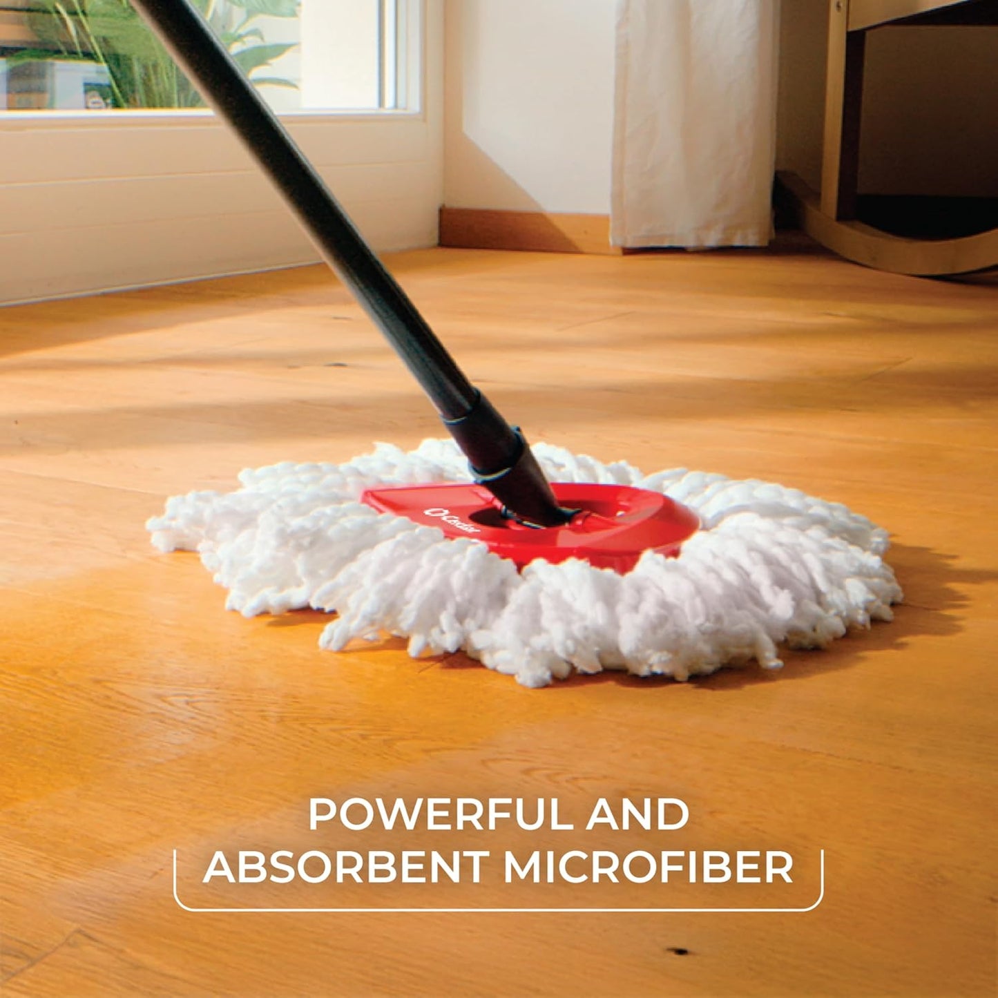 O-Cedar EasyWring Microfiber Spin Mop - Efficient Floor Cleaning System | Red & Gray Standard Size