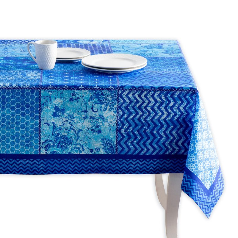 Maison d' Hermine Table Cloth Rectangle Table 100% Cotton 60 x 108 Inches Tablecloth Reusable Decorative for Dining Kitchen Room Farmhouse Home Gifts for Mothers Day Spring Summer - Indigo Love