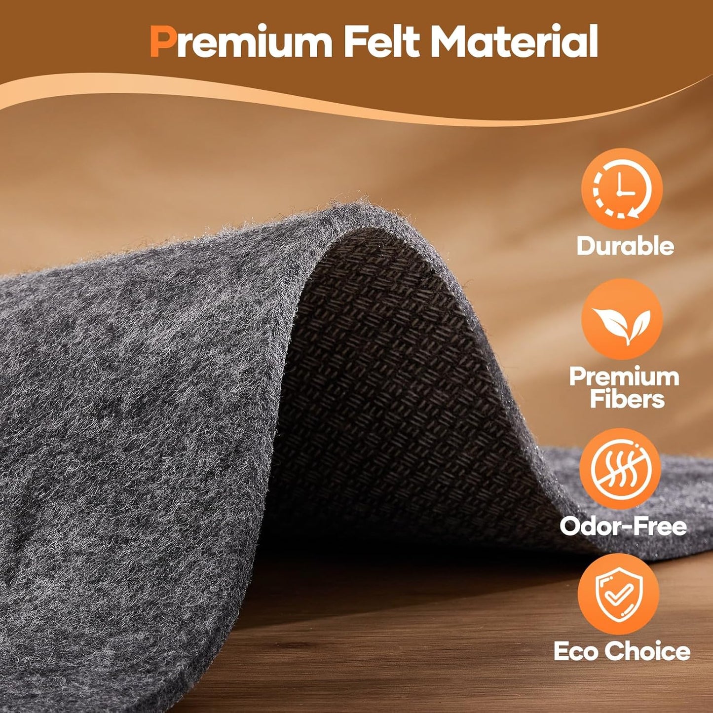 Veken Non-Slip Rug Pad Gripper - Cushioned Felt & Silicone Backing | 9 x 12 Ft, 1/4 Inch Thick