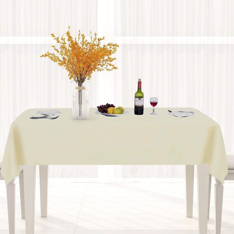 sancua 100% Waterproof Rectangle PVC Tablecloth - 54 x 108 Inch - Oil Proof Spill Proof Vinyl Table Cloth, Wipe Clean Table Cover for Dining Tables, Buffet Parties and Camping, Beige