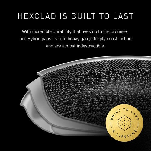 HexClad Hybrid Nonstick Double Burner Griddle - Stay-Cool Handles | Dishwasher Safe & Oven Safe Up to 900°F