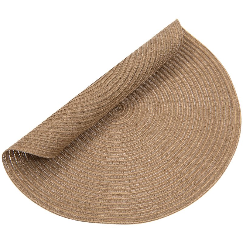 SHACOS Round Placemats Set of 4 Woven Braided Kitchen Table Placemats 15 inch Round Place Mats Washable Table Mats Indoor Outdoor, Brown