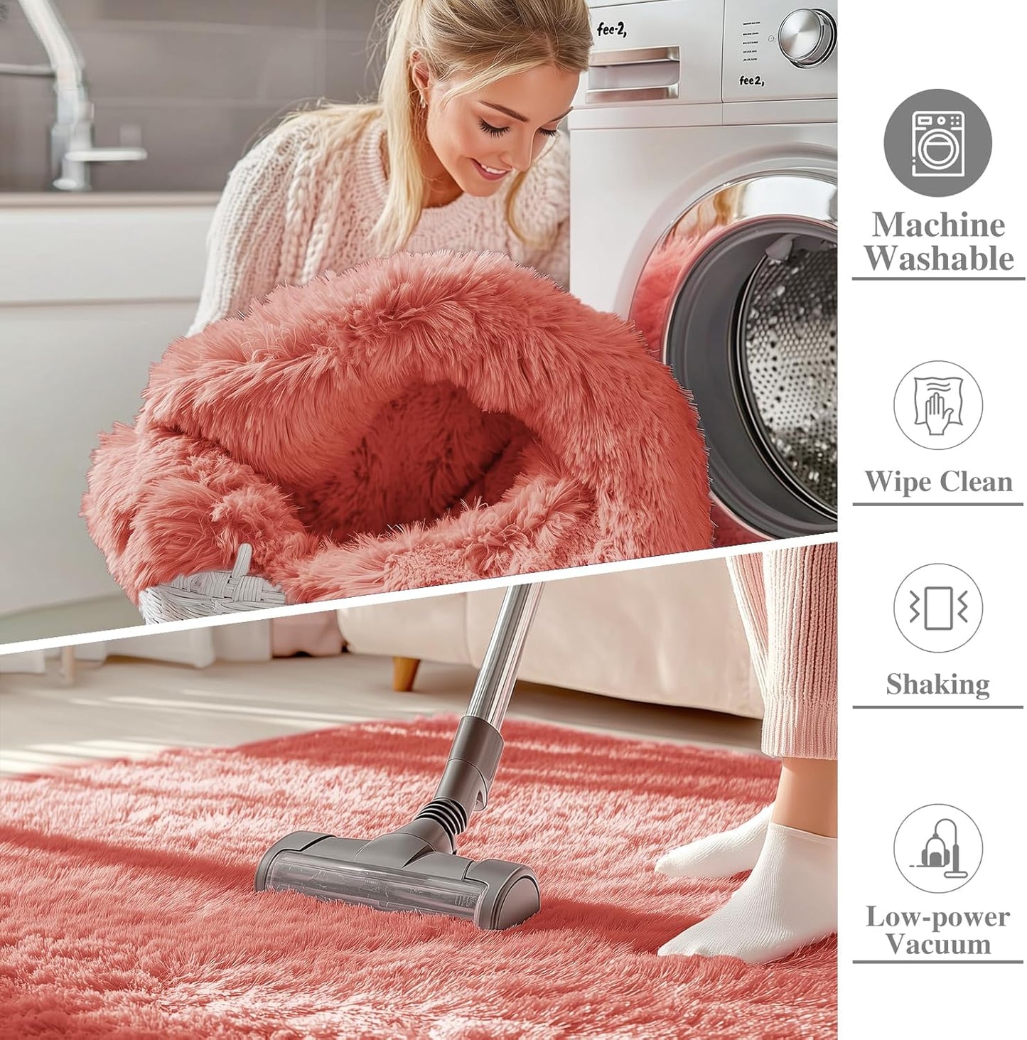 OLANLY Large Area Rug - Soft Fluffy Shaggy Carpet for Living Room & Bedroom | 8x10, Rust Red