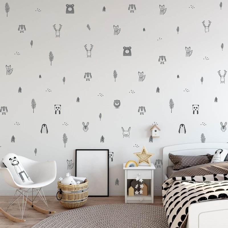 Baby RyRo London Stylish Animal Wall Stickers - Nursery, Toddler, Kids Jungle Wall Stickers with Adorable Safari Animal Designs. Easy to Apply Baby Wall Stickers. Designed by Parents in The UK
