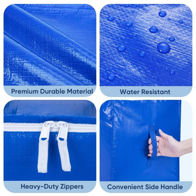BALEINE 4-Pack Oversized Moving Bags with Reinforced Handles, Heavy-Duty Storage Tote for Clothes, Moving Supplies (Royal Blue, 4-Pack)