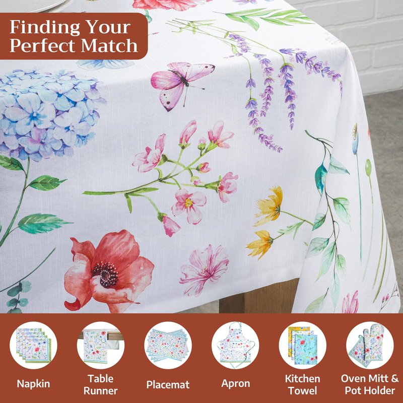 Maison d' Hermine Table Cloth Rectangle Table 100% Cotton 60 x 120 Inches Tablecloth Reusable Decorative for Dining Kitchen Room Farmhouse Home Gifts for Mothers Day Spring Summer - Just Floral