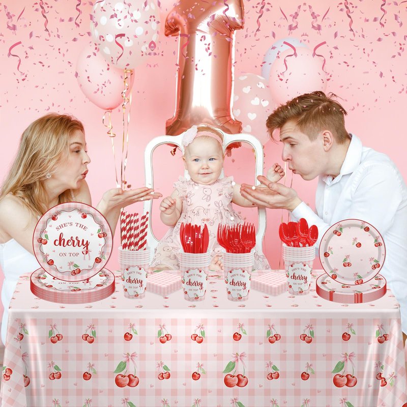 MEHOFOND Pink Bow Floral Baby Shower Party Decorations, Coquette Sweet Girl Paper Plates Cups and Napkins Set, Pastel Pink Bowknot Disposable Tablewares, Baby Girl Baby Shower Party Supplies, Serve 24