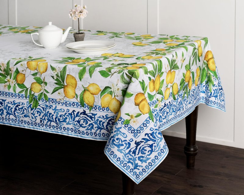 Maison d' Hermine Table Cloth Rectangle Table 100% Cotton 70 x 108 Inches Tablecloth Reusable Decorative for Dining Kitchen Room Farmhouse Home Gifts for Mothers Day Spring Summer - Cedrat
