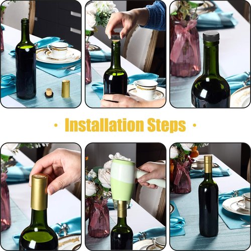 Blulu 200 Pcs Wine Sealer for Bottles PVC Heat Shrink Capsules Bottle Caps for Wine Making Cellars and Home Use (Black,Red,Gold,Silver)