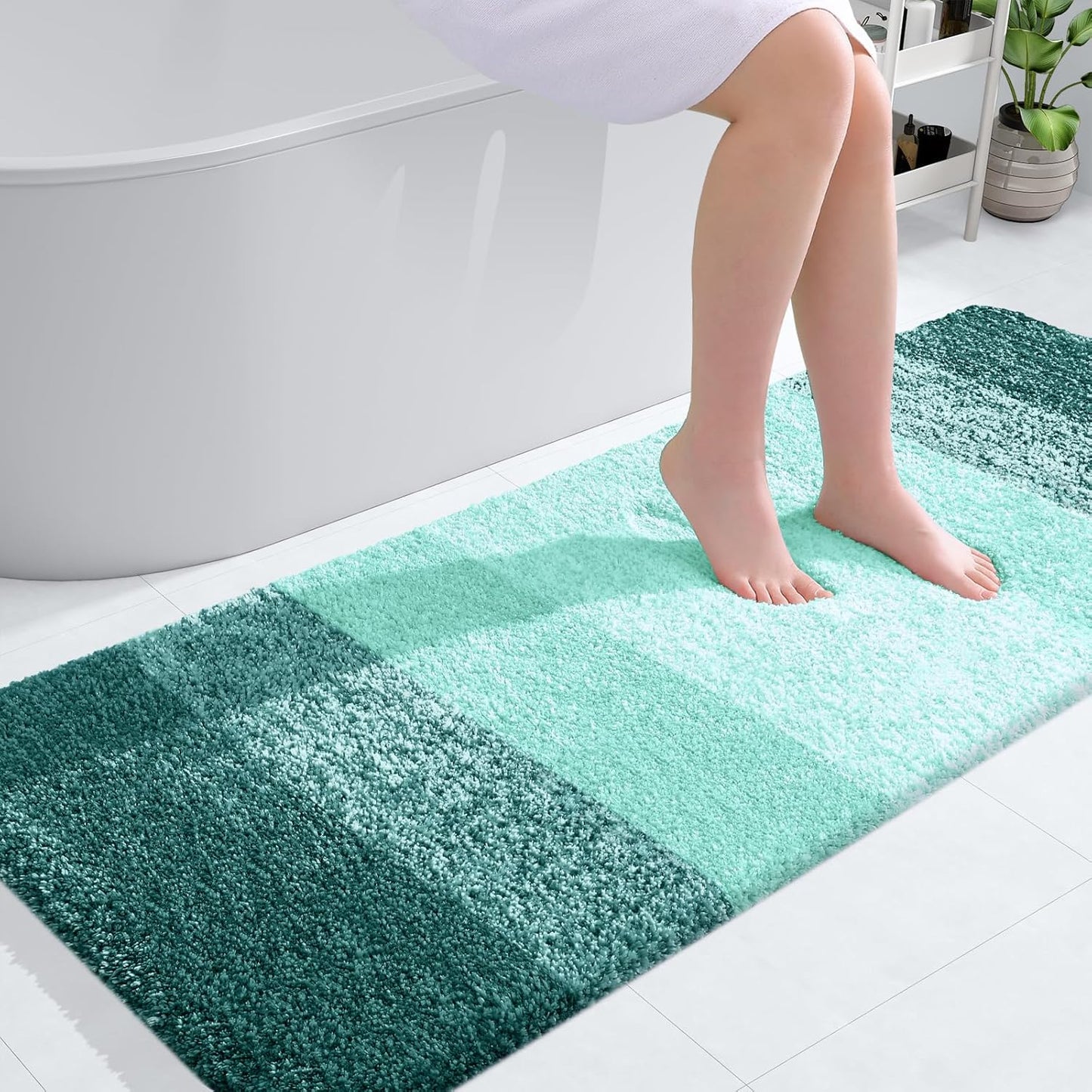 OLANLY Large Bathroom Rug Mat - Extra Soft Microfiber, Quick Dry & Washable | 40x24, Blackish Green