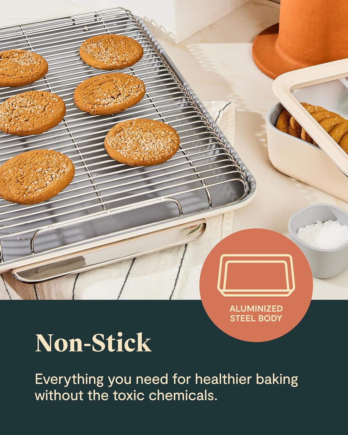 Caraway Nonstick Ceramic Bakeware Set - 11-Piece Assorted Baking Pans & Cooling Rack | Non-Toxic, PTFE & PFOA Free - Perracotta