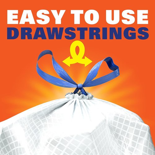 Hefty Ultra Strong 13 Gallon Trash Bags - Drawstring Closure & Odor Control | 80 Count, Clean Burst Scent