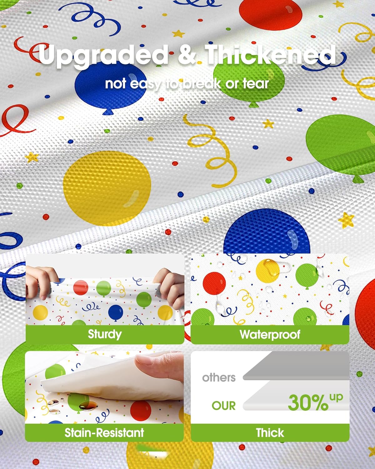 Pureegg Disposable Plastic Tablecloths - 54 x 108 Inch, Leakproof & Sturdy for Birthday Parties, Picnics & Baby Showers