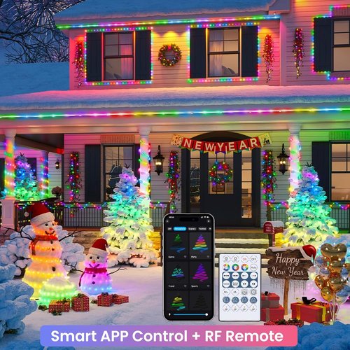 Jnaurb RGB Color Changing Rope Lights - 66ft Smart String Lights with Remote & APP Control | Waterproof Music Sync