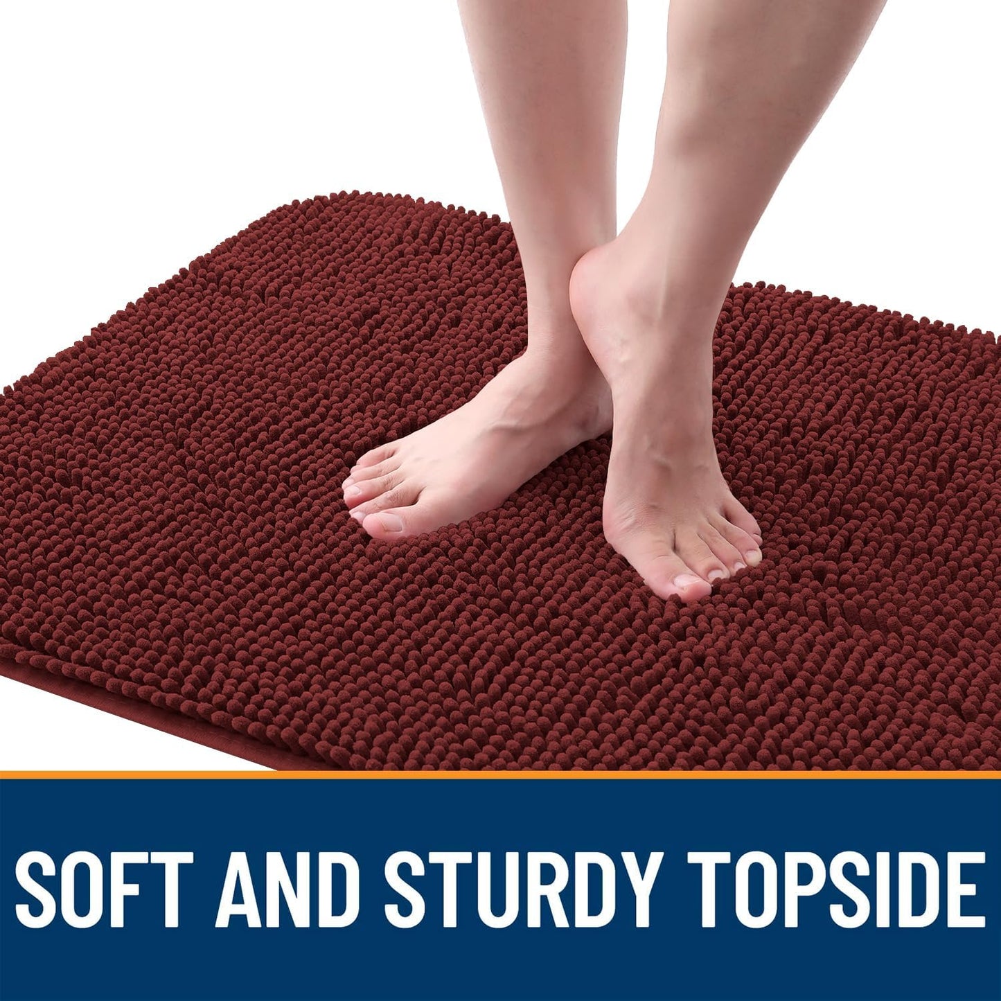 OLANLY Dog Door Mat - Absorbent Non-Slip Washable Doormat for Muddy Paws | 70x32, Quick Dry Chenille, Caramel Russet