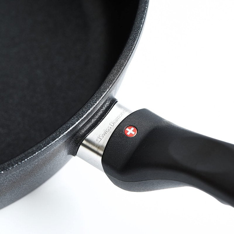 Swiss Diamond 12.5 Inch Frying Pan Nonstick Diamond Frying Pan, Aluminum Coated Skillet, Dishwasher Safe and Oven Safe Fry Pans with Stainless Steel Handle, Grey