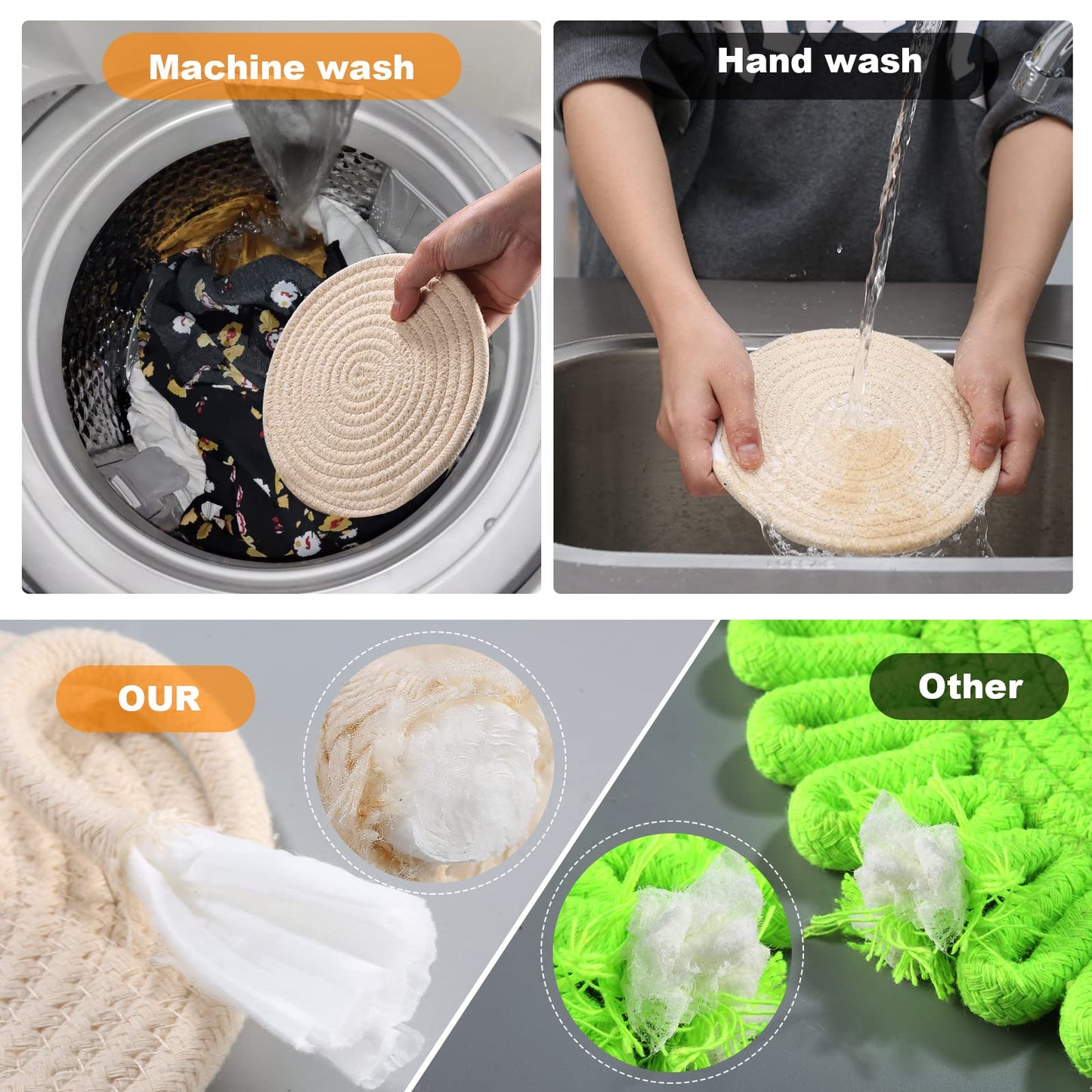 Kanmoon Trivets for Hot Dishes,Potholders for Kitchen,Hot Pads Hot Mats or Trivets for Hot Pots and Pans,Table Decorations,Set of 3, 100% Cotton,7.5"(Lace)