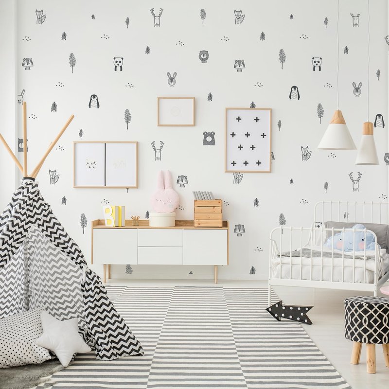 Baby RyRo London Stylish Animal Wall Stickers - Nursery, Toddler, Kids Jungle Wall Stickers with Adorable Safari Animal Designs. Easy to Apply Baby Wall Stickers. Designed by Parents in The UK
