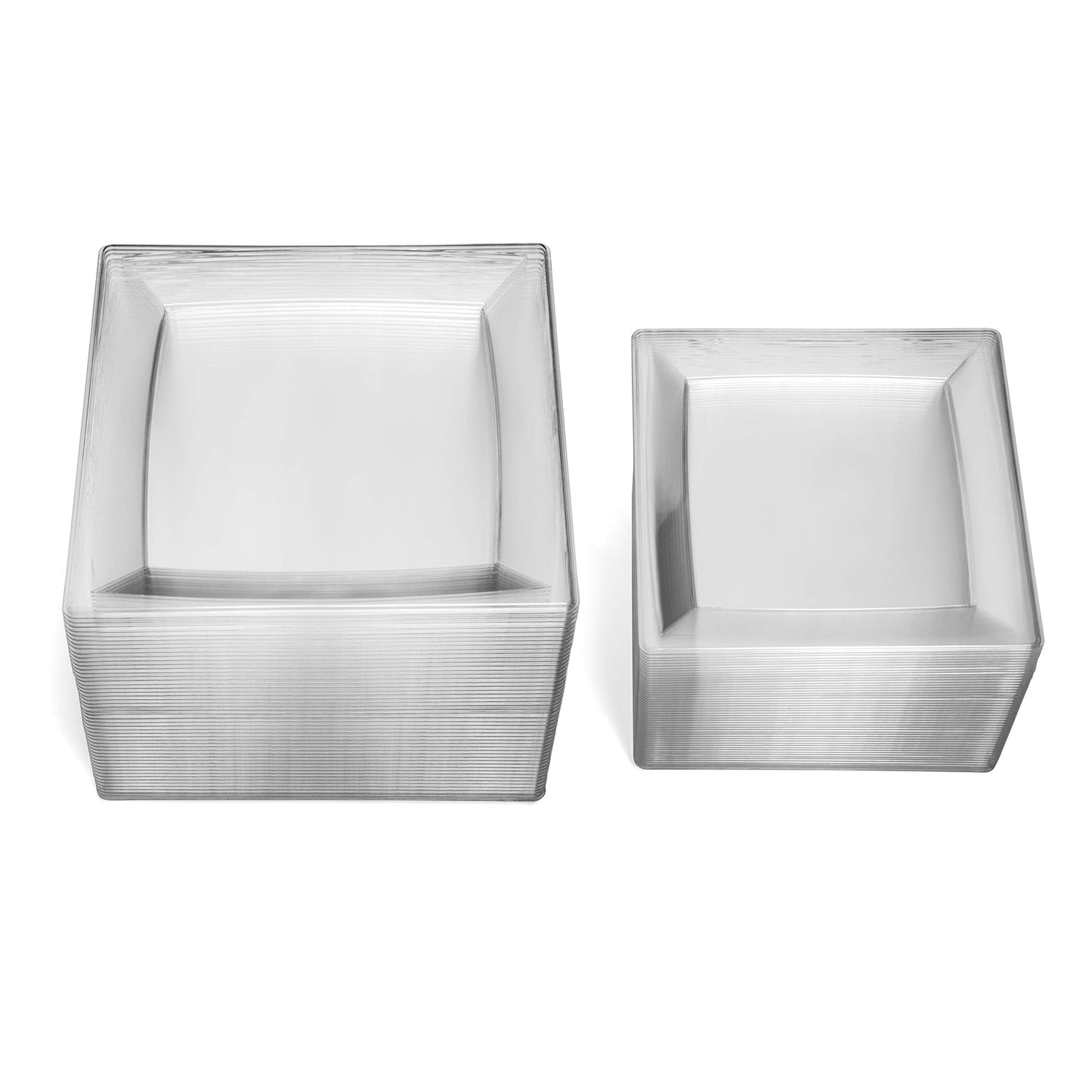 Oasis Creations Clear Square Plates Set 9" - 50 Count - Premium Hard Clear Plastic - Disposable and Reusable - Dinner - Salad - Party Plate Set - Weddings, Parties, Events & More!