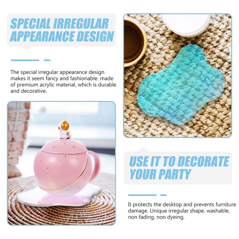 Acrylic Decorative Plate Coasters Irregular Clear Drink Coasters with Heat Insulation for Home Party Table Protection and Photography Prop