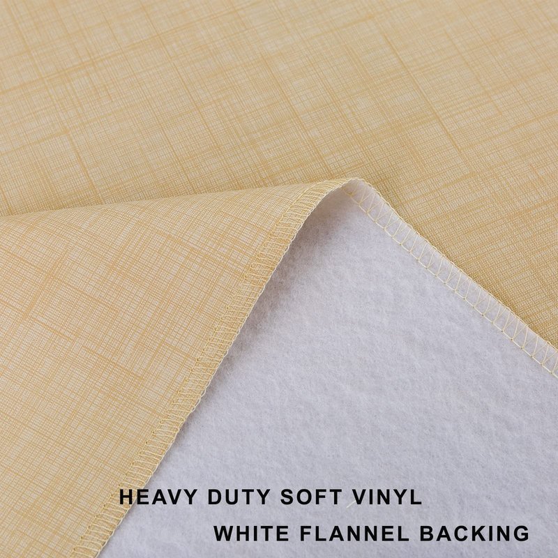 LIBERECOO Vinyl Tablecloth with Flannel Backing, Champagne, Waterproof, Stain-Resistant, Easy-Clean Table Cover for Dining, Kitchen, and Outdoor Use, 60" x 102" Rectangle