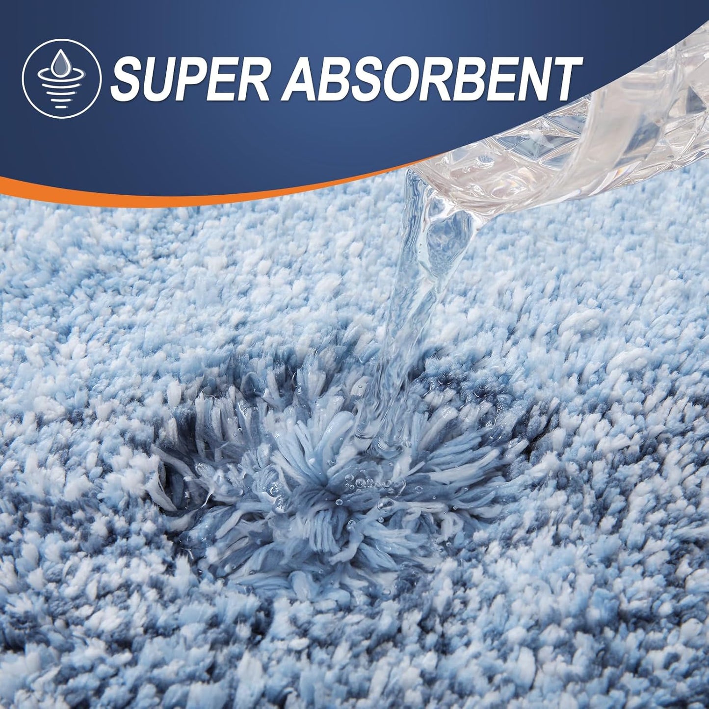 OLANLY Large Bathroom Rug Mat - Extra Soft Microfiber, Quick Dry, Machine Washable | 44x32, Blue