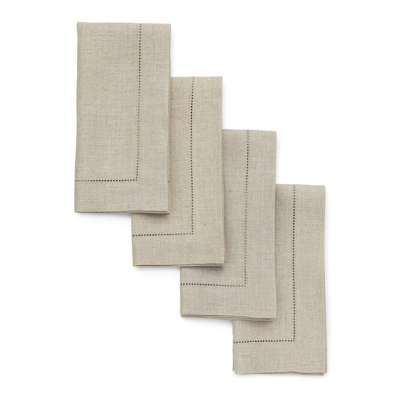 Solino Home Natural Linen Napkins Set of 4-100% Pure Linen Hemstitch Dinner Napkins 20 x 20 Inch for Spring, Summer, Mothers Day - Classic Hemstitch