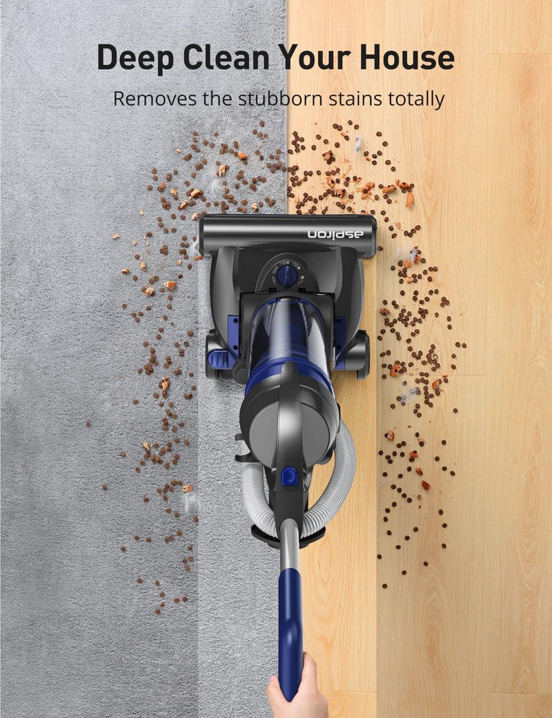 Upright Vacuum Cleaner, Aspiron 1200W 25kPa 5-Mode Bagless Vacuum Cleaner with Crevice Tool & Extension Wand,3L Dust Cup with HEPA Filter, Upright Vacuum for Carpet, Pet Hair,Hard Floor,Tile Particles