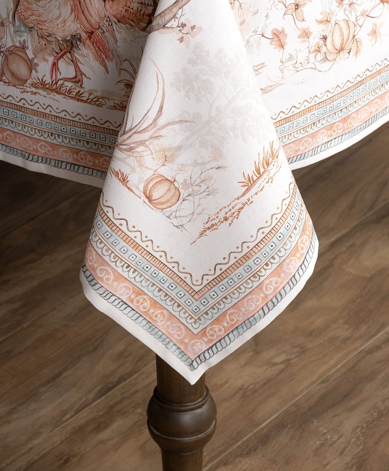 Maison d' Hermine Table Cloth Square Table 100% Cotton 54 x 54 Inches Fall Tablecloth Reusable Everyday Use for Thanksgiving Christmas Decorations Dining Farmhouse Party (Giving Thanks)