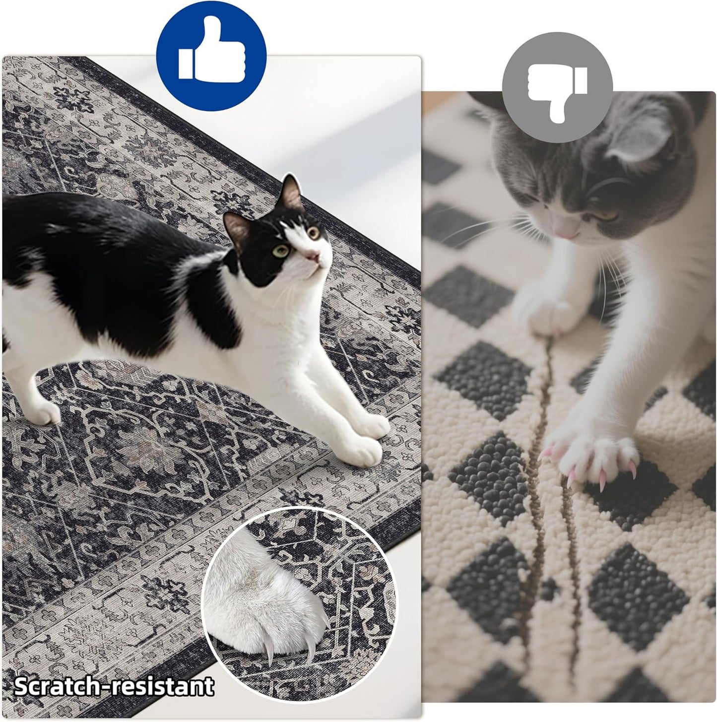 Skiennix Kitchen Sink Rugs Set of 2 - Washable Non-Slip Mats for High Traffic Areas | Black 2x3 & 2x4
