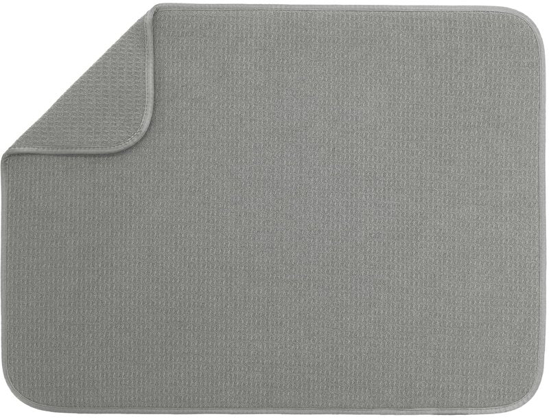 S&T INC. Dish Drying Mat XL, 18” x 24”, Absorbent Microfiber Kitchen Counter Mat, Dish Drying Pad for Dishes, Utensils, Pots and Pans, Extra Large, Grey