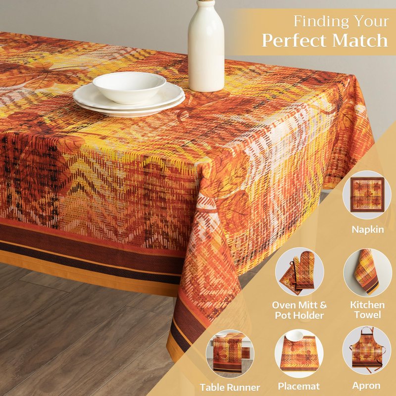 Maison d' Hermine Table Cloth Rectangle Table 100% Cotton 70 x 90 Inches Fall Tablecloth Reusable Everyday Use for Thanksgiving Christmas Decorations Dining Farmhouse Party (Thanksgiving Tartan)