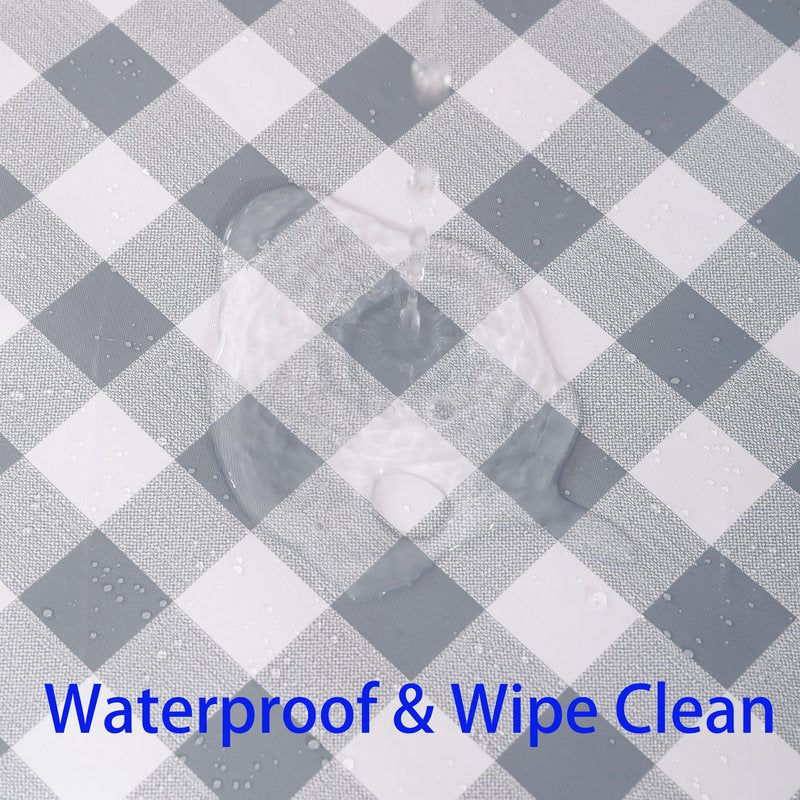 Heavy Duty Vinyl Tablecloth with Flannel Backing Waterproof Oil-Proof Plastic Table Cloth Stain-Resistant Wipeable Rectangle or Square Table Cover for Indoor and Outdoor (Grey Checkered, 54x54 Inch)