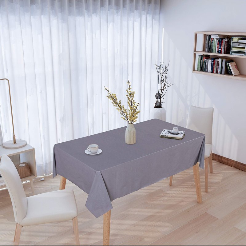 sancua 100% Waterproof Rectangle PVC Tablecloth - 60 x 60 Inch - Oil Proof Spill Proof Vinyl Table Cloth, Wipe Clean Table Cover for Dining Tables, Buffet Parties and Camping, Grey
