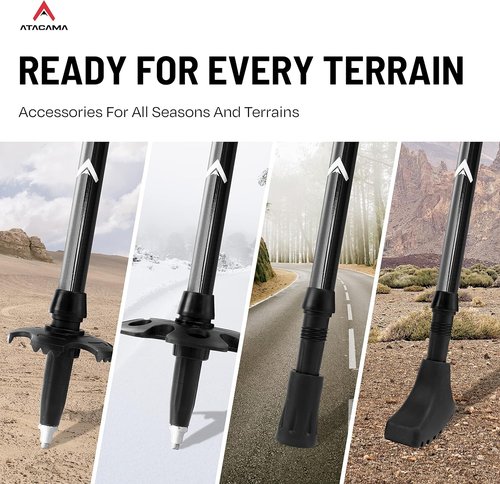 ATACAMA Lightweight Foldable Carbon and Aluminum 7075 Collapsible Hiking Sticks with Cork Handle - Hiking Poles Telescopic Trekking Poles Folding Walking Sticks For Hiking Accessories Nordic Walking Poles