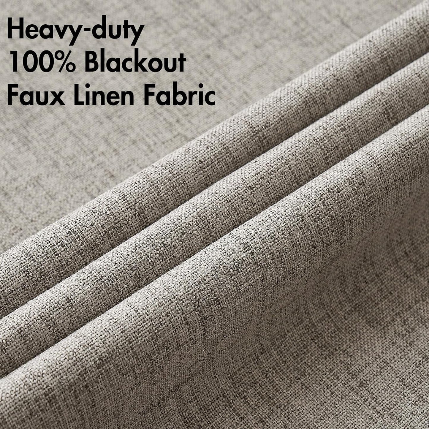 MIULEE Linen Curtains - 100% Blackout Thermal Insulated Greige Drapes | Room Darkening 52x63 Inch (2 Panels)