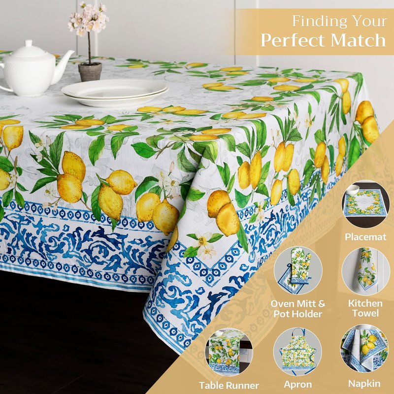 Maison d' Hermine Table Cloth Rectangle Table 100% Cotton 70 x 108 Inches Tablecloth Reusable Decorative for Dining Kitchen Room Farmhouse Home Gifts for Mothers Day Spring Summer - Cedrat