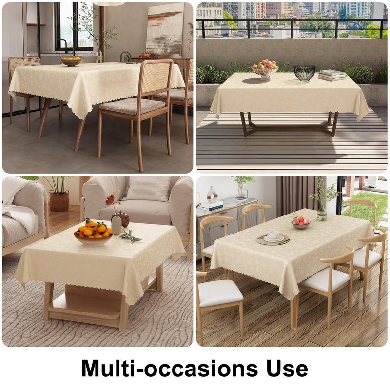 Smiry Rectangle Table Cloth, Waterproof Heavy Duty Vinyl Tablecloths, Wipeable Washable Table Cover for Kitchen and Dining Room (Beige, 54" X 108")