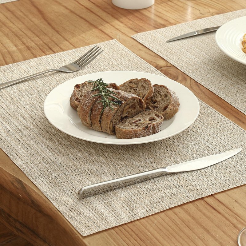 Leetaltree 6PC Grey& 6PC Beige Placemats Set of 12 - Heat Resistant Non-Slip Place mats for Dining Table, Washable Durable PVC Vinyl Woven Table Mats（6PC Grey&6PC Beige）, Grey&beige