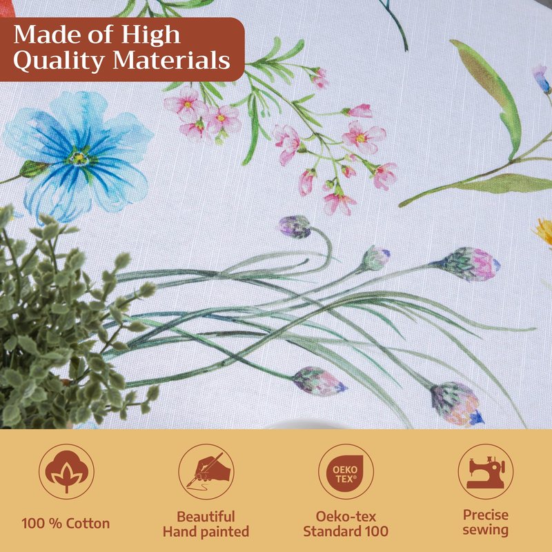 Maison d' Hermine Table Cloth Round Table 100% Cotton 69 Round Inches Tablecloth Reusable Decorative for Dining Kitchen Room Farmhouse Home Gifts for Mothers Day Spring Summer - Just Floral